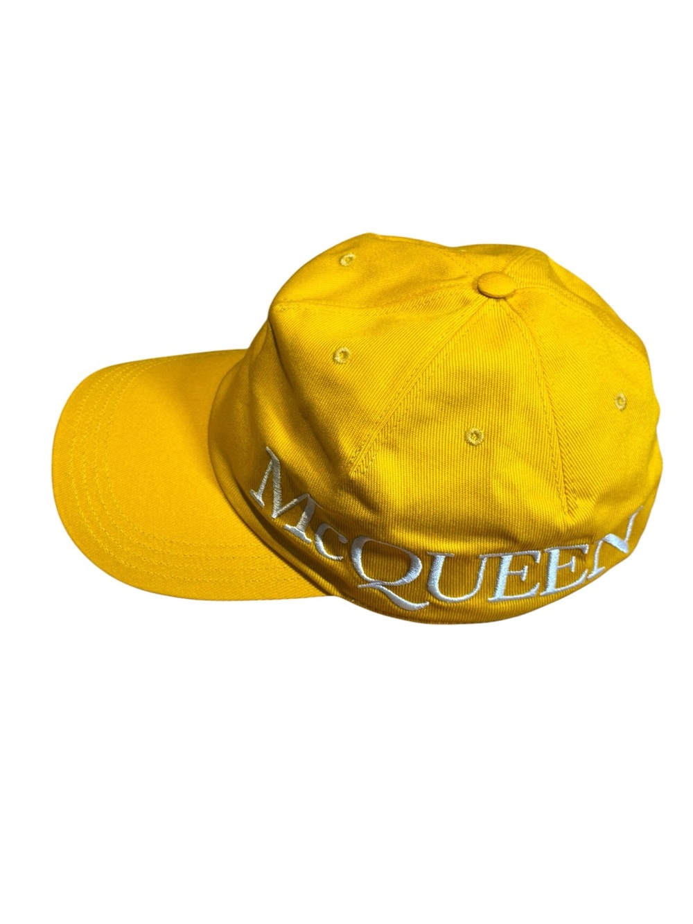 Alexander McQueen Yellow Baseball Cap with White Embroidered Logo